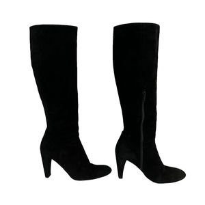 Stuart Weitzman Black Suede Knee High Boots Block Heel Size 8